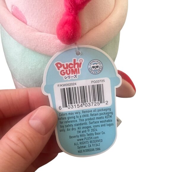 Puchi Gumi Axolotl Plush Toy Pink Mint Soft Stuffed Animal 8.5" NWT NEW - Picture 5 of 9